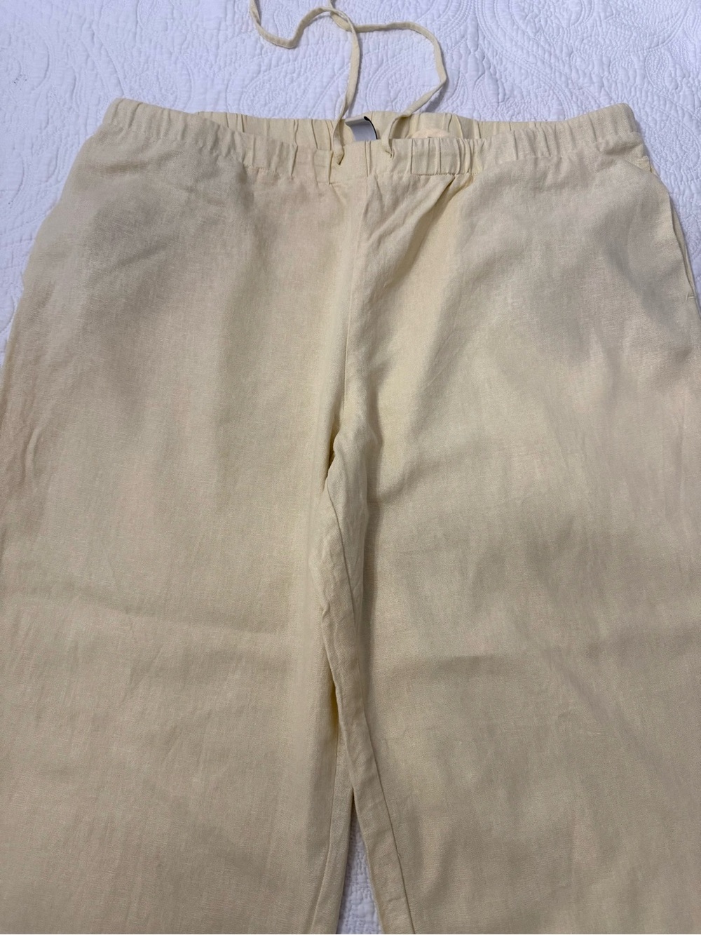 Joie Pastel Yellow Wide-Leg Linen-Blend Pants - Picture 4 of 7